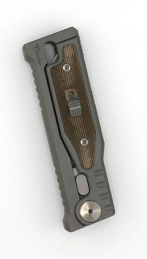 Reate EXO Mini Stonewash Tanto Gravity Knife Titanium Green Micarta (3V) - NORTH RIVER OUTDOORS