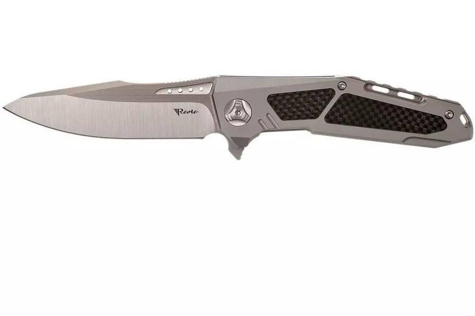 Reate K-3 Flipper 3.875" CTS-204P Drop Point Blade Titanium Handles with Carbon Fiber Inlays - NORTH RIVER OUTDOORS