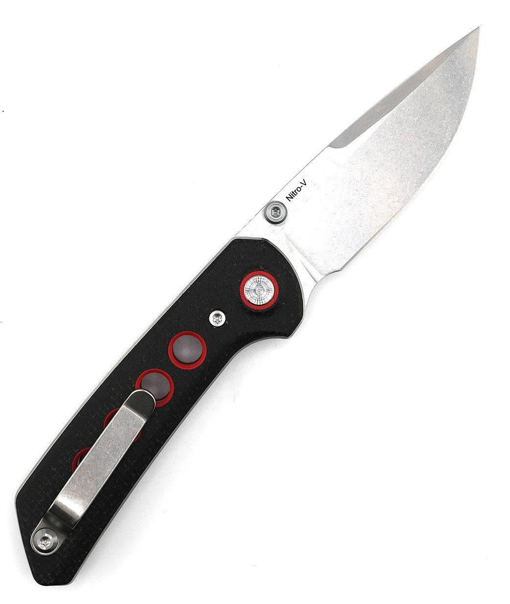 Reate PL-XT Black Micarta - Nitro-V - Stonewash - Red G10 Inlay - NORTH RIVER OUTDOORS