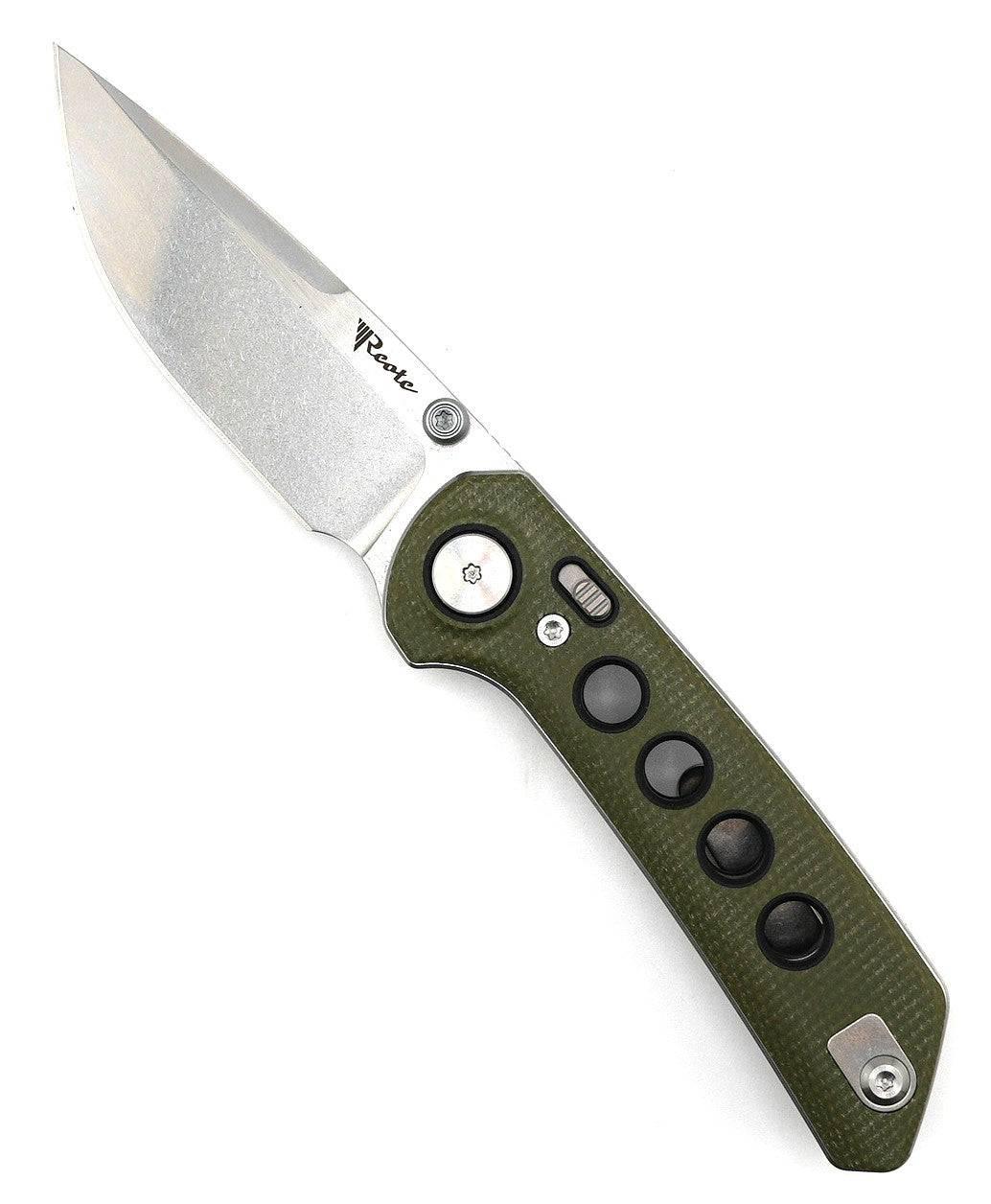 Reate PL-XT Green Micarta - Nitro-V - Stonewashed - Black G10 Inlay - NORTH RIVER OUTDOORS