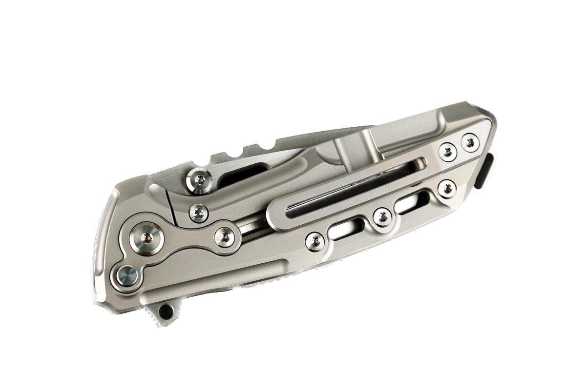 Reate T1000 Flipper Knife 3.8" CPM-3V Satin Compound Tanto Milled Titanium Handles - NORTH RIVER OUTDOORS