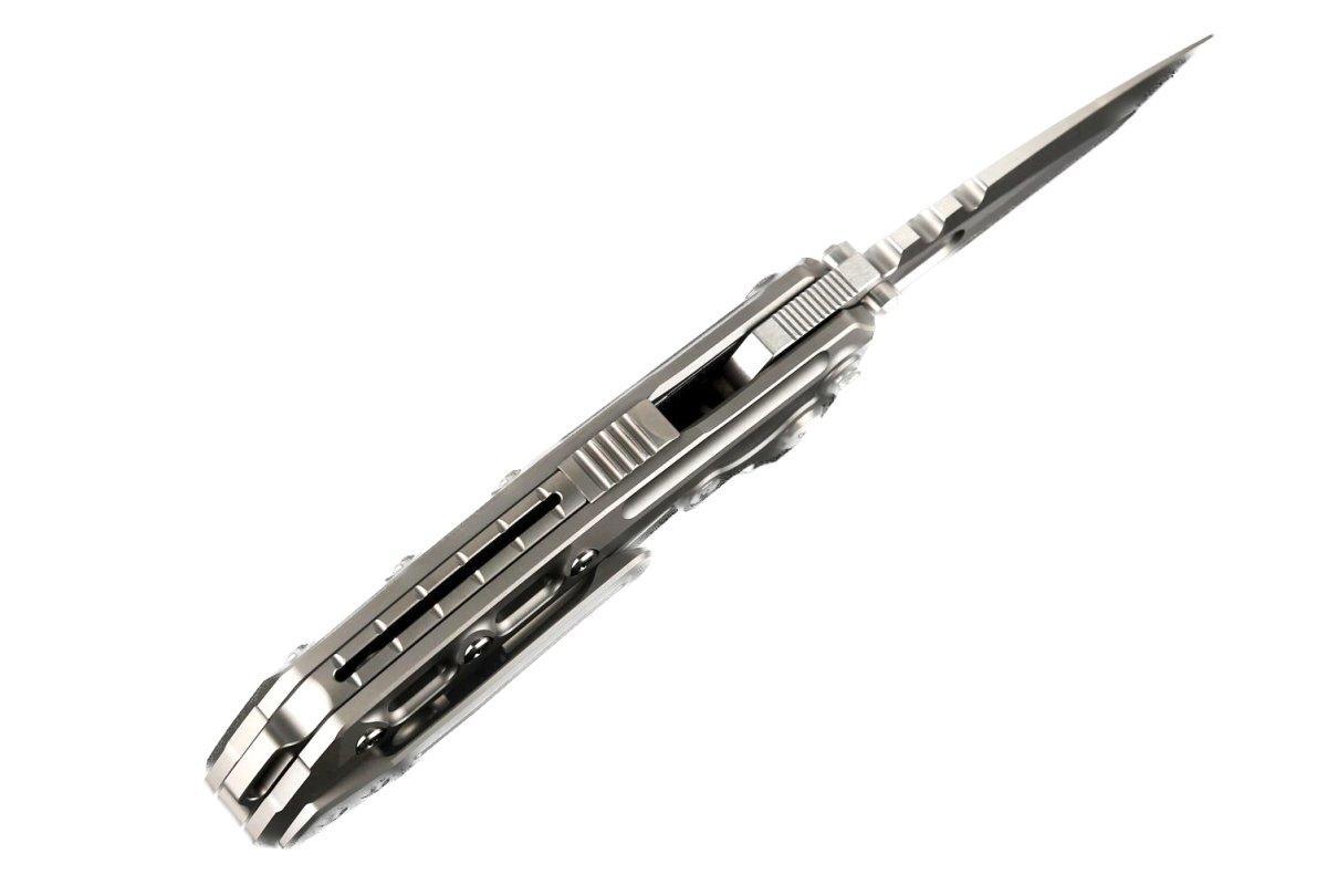 Reate T1000 Flipper Knife 3.8" CPM-3V Satin Compound Tanto Milled Titanium Handles - NORTH RIVER OUTDOORS