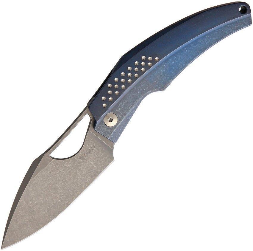 Reate Tashi Bharucha Baby Machine Frame Lock Knife Blue Titanium (3.25" Satin) - NORTH RIVER OUTDOORS