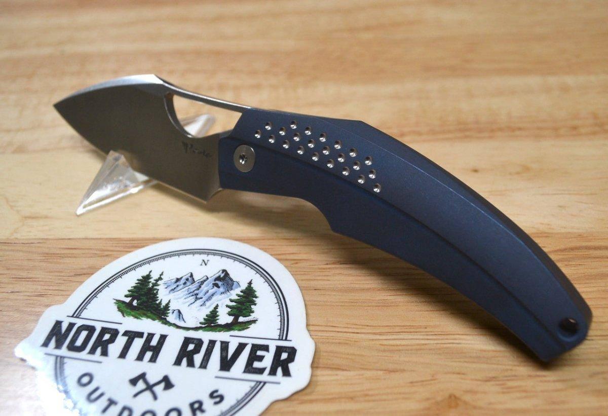 Reate Tashi Bharucha Baby Machine Frame Lock Knife Blue Titanium (3.25" Satin) - NORTH RIVER OUTDOORS