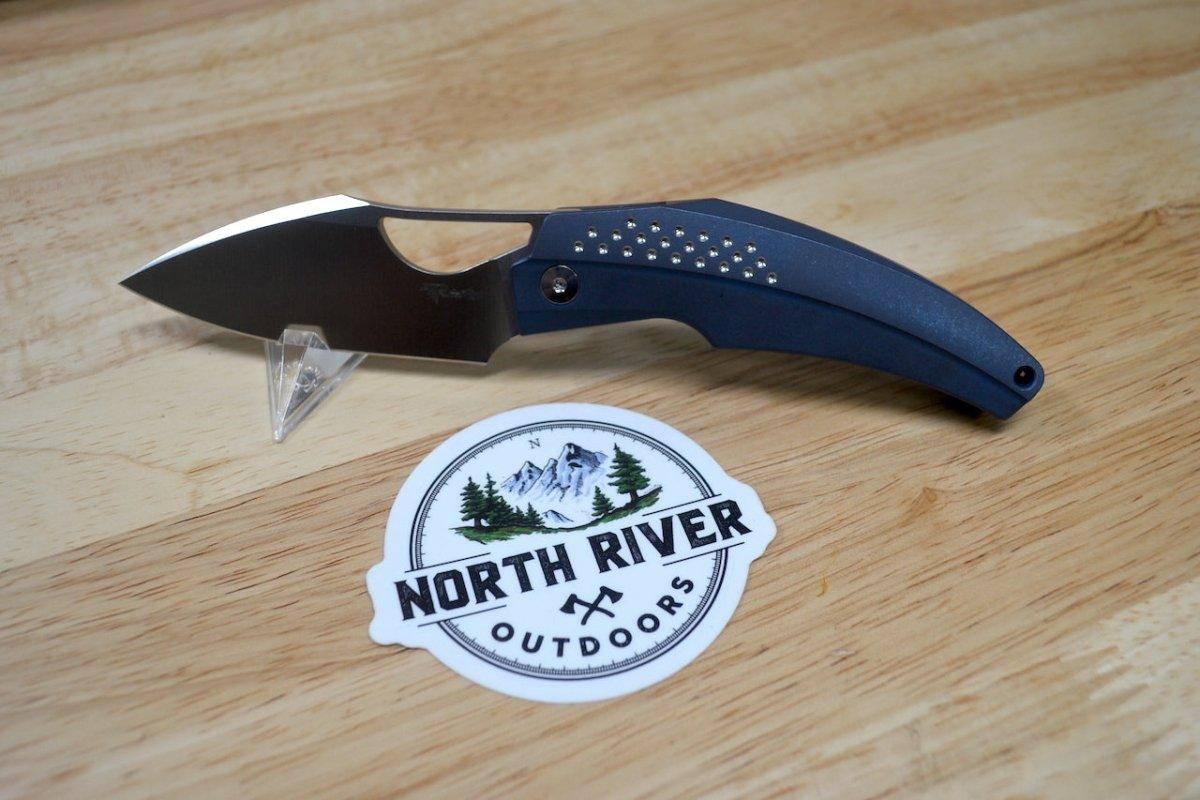 Reate Tashi Bharucha Baby Machine Frame Lock Knife Blue Titanium (3.25" Satin) - NORTH RIVER OUTDOORS