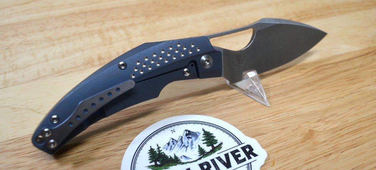 Reate Tashi Bharucha Baby Machine Frame Lock Knife Blue Titanium (3.25" Satin) - NORTH RIVER OUTDOORS