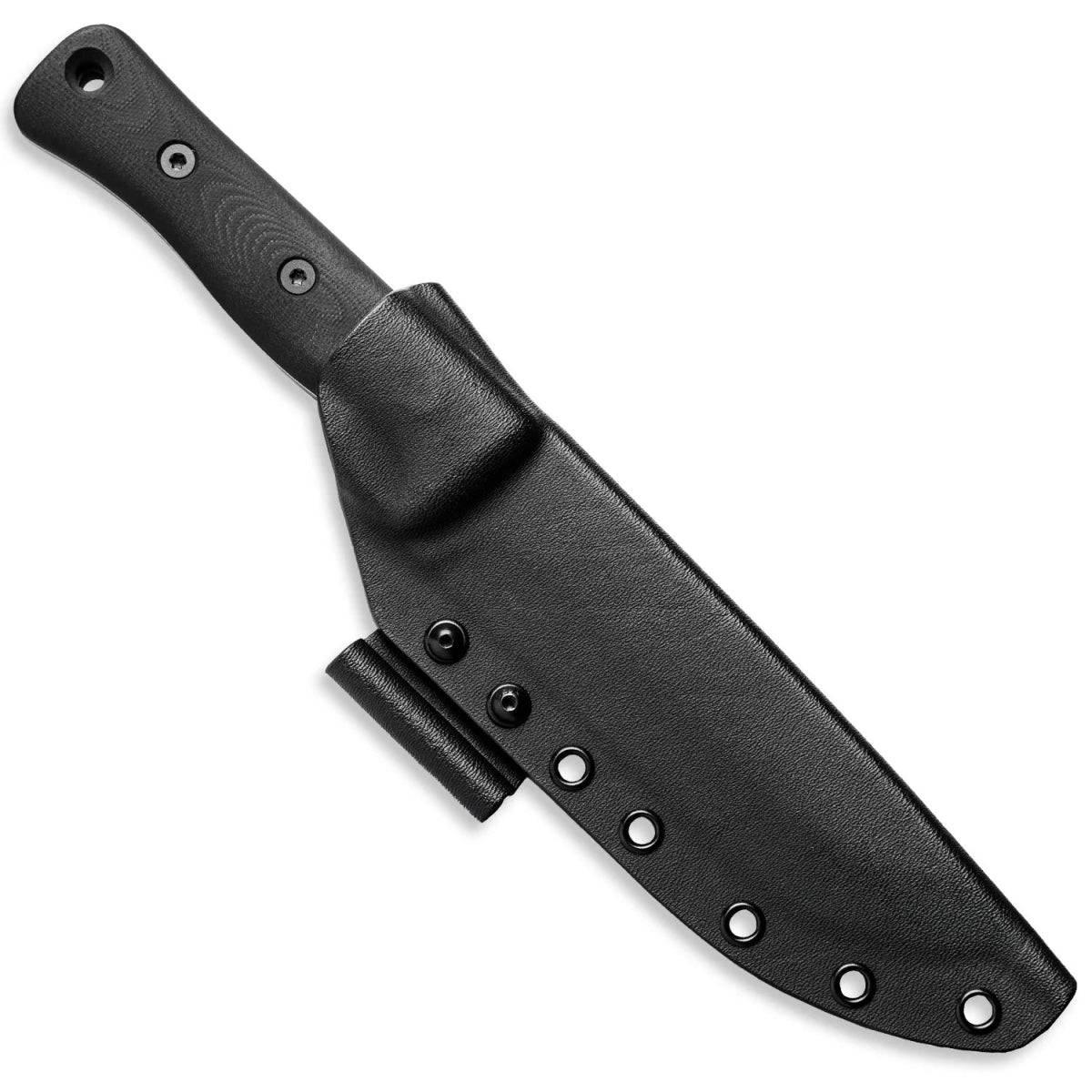 Reiff Knives F6 Leuku Survival Fixed Blade Knife 6" CPM-3V Acid Stonewashed Drop Point, Black G10 Handles - NORTH RIVER OUTDOORS
