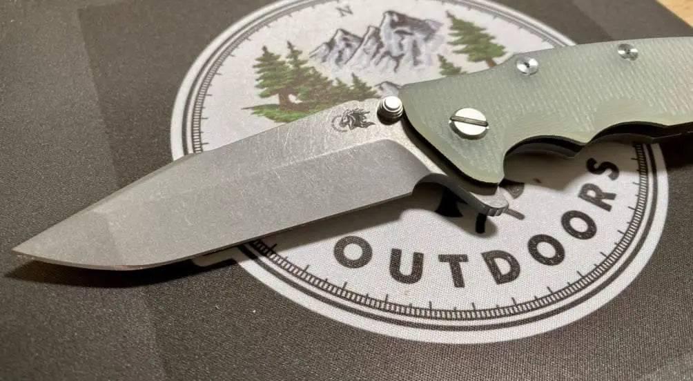 Hinderer Eklipse Harpoon Spanto Knife Working Finish Blue/Translucent Green G10 3.5" - NORTH RIVER OUTDOORS