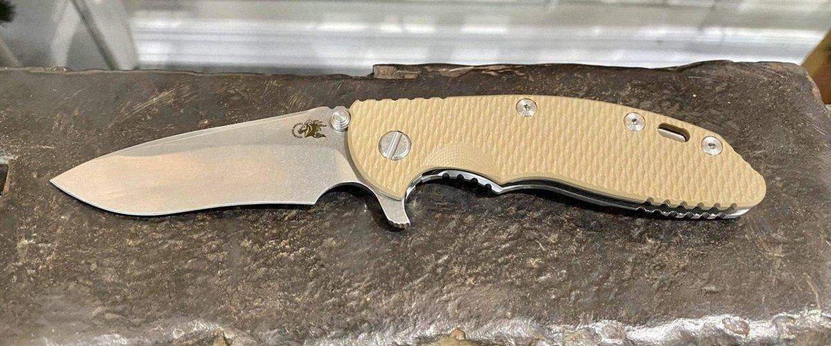 Hinderer XM-18 3.5″ Recurve Stonewash FDE G10 - NORTH RIVER OUTDOORS