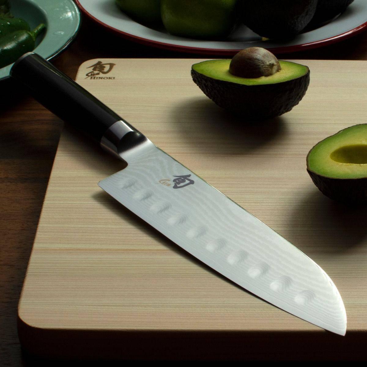 Shun DM0718 Classic Hollow Ground Santoku Knife 7" Blade Pakkawood Handle - NORTH RIVER OUTDOORS