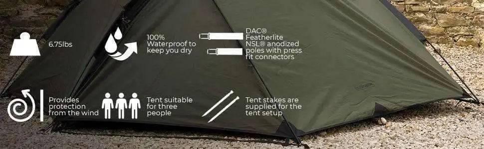Snugpak Bunker 3 Person Tent / Tactical Shelter (Olive) - NORTH RIVER OUTDOORS
