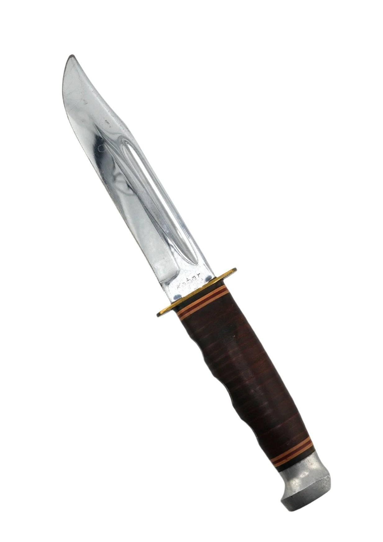 KA-BAR Knives 1207 Vintage Leather Stacked Fixed Blade - NORTH RIVER OUTDOORS