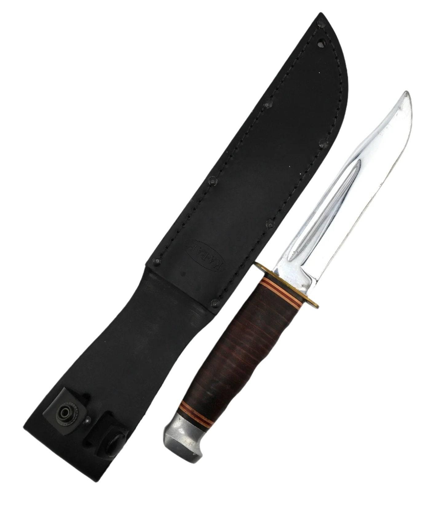 KA-BAR Knives 1207 Vintage Leather Stacked Fixed Blade - NORTH RIVER OUTDOORS