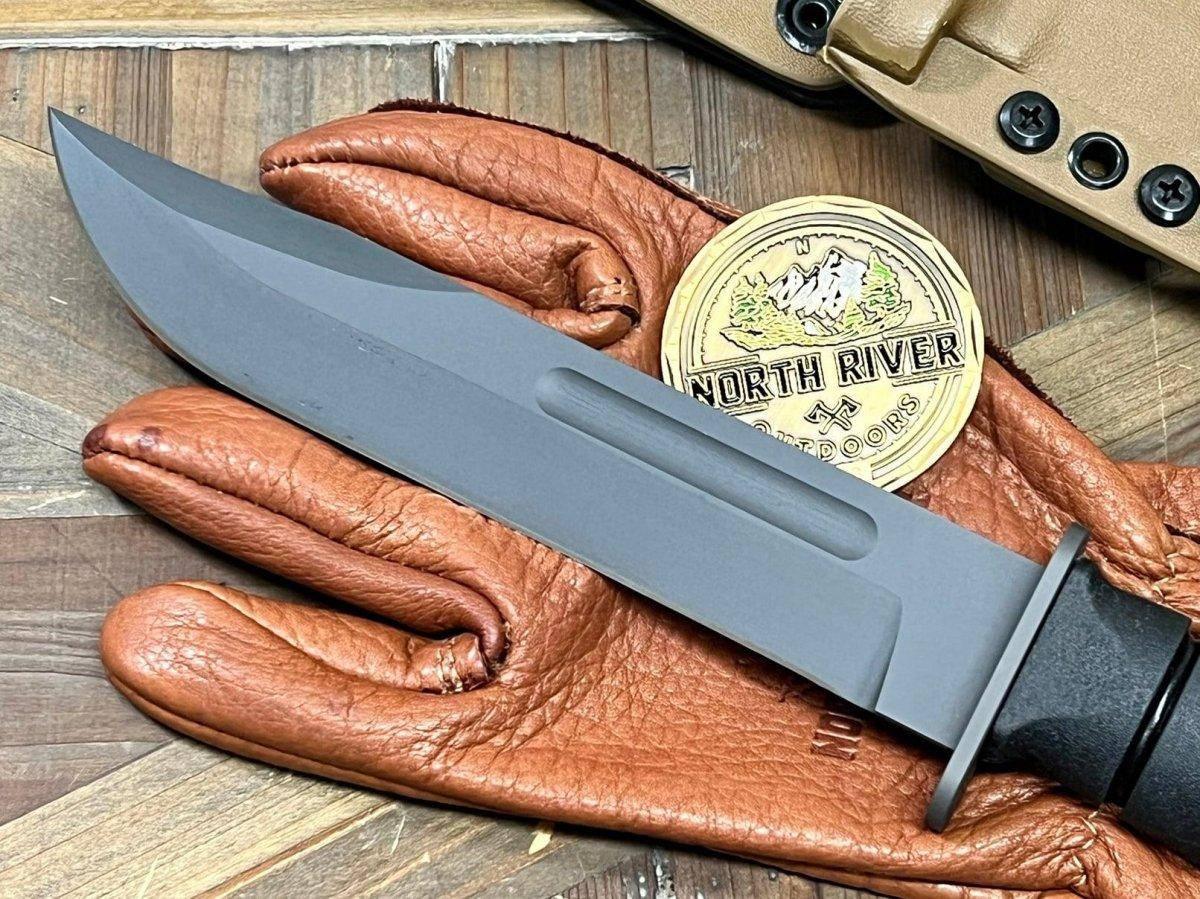 USMC KA-BAR Knife Spartan MagnaCut Black Blade w/ Tan Kydex Sheath (USA) - NORTH RIVER OUTDOORS