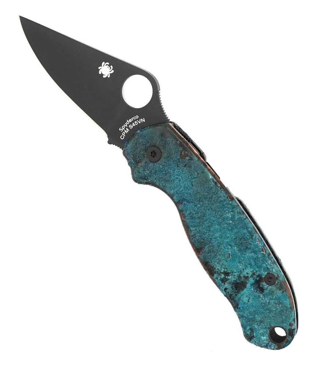 Custom Spyderco Para 3 C223GPBK Knife 3" S45VN Black Blade, Ship Wrecked Copper Scales(USA) - NORTH RIVER OUTDOORS