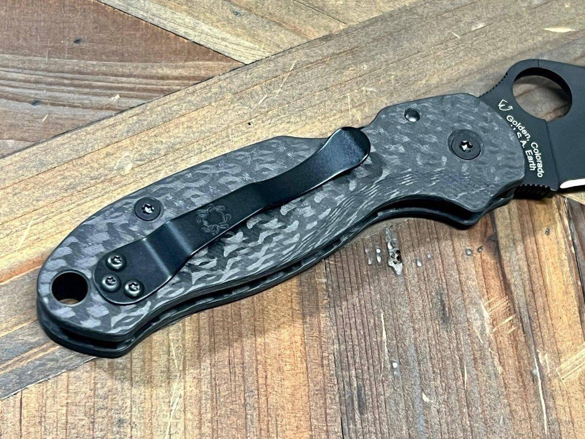 Custom Spyderco Para 3 Knife 3" S45VN All Black Tactical Basket Weave Carbon Fiber "TacP" - NORTH RIVER OUTDOORS