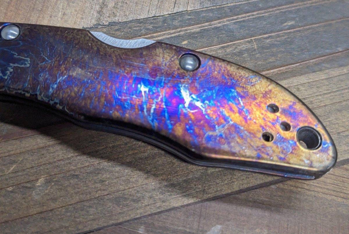 Limited Editon Custom Spyderco Delica 4 Titanium Damascus (C11TIPD+CUSTOM) - NORTH RIVER OUTDOORS