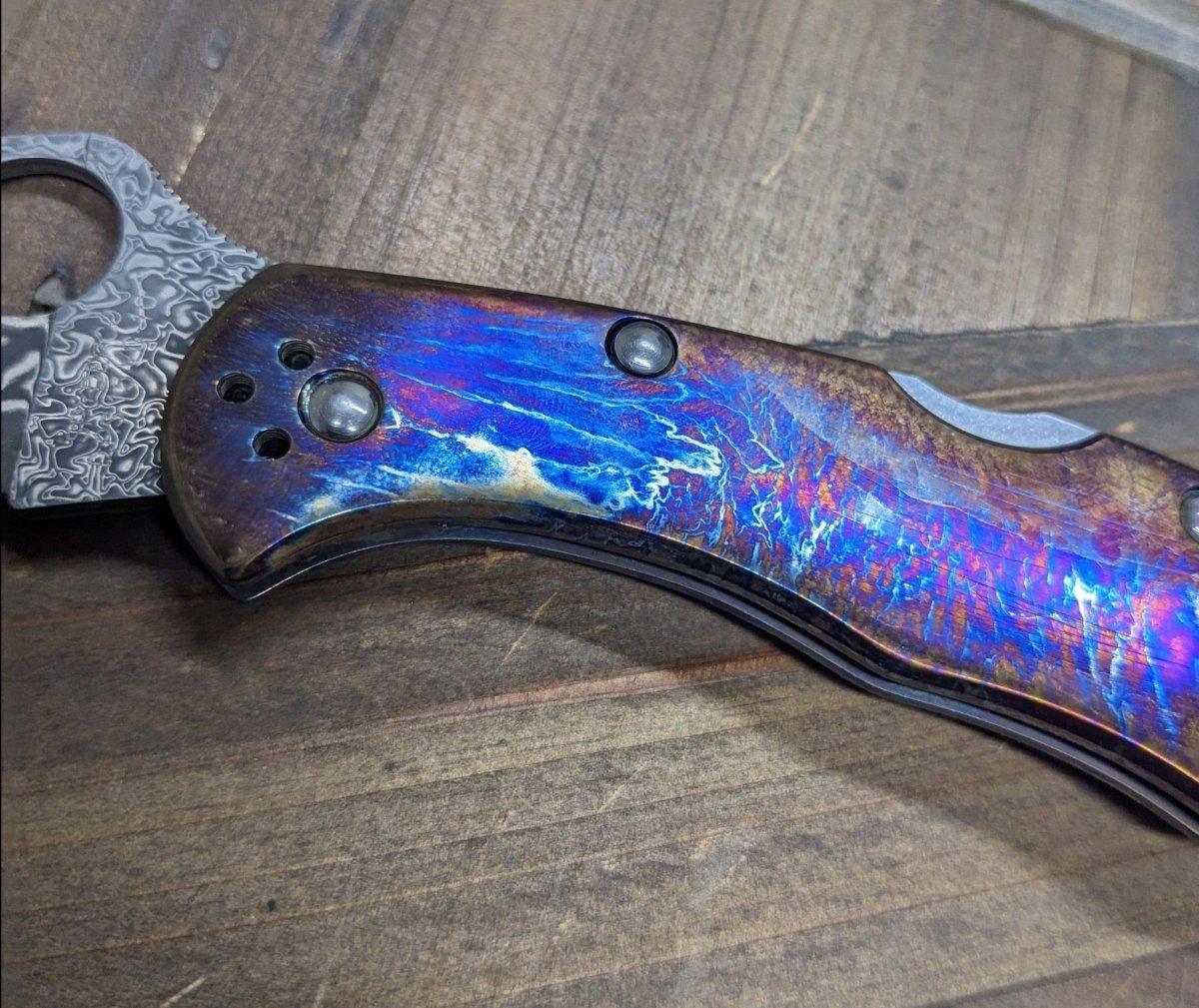 Limited Editon Custom Spyderco Delica 4 Titanium Damascus (C11TIPD+CUSTOM) - NORTH RIVER OUTDOORS
