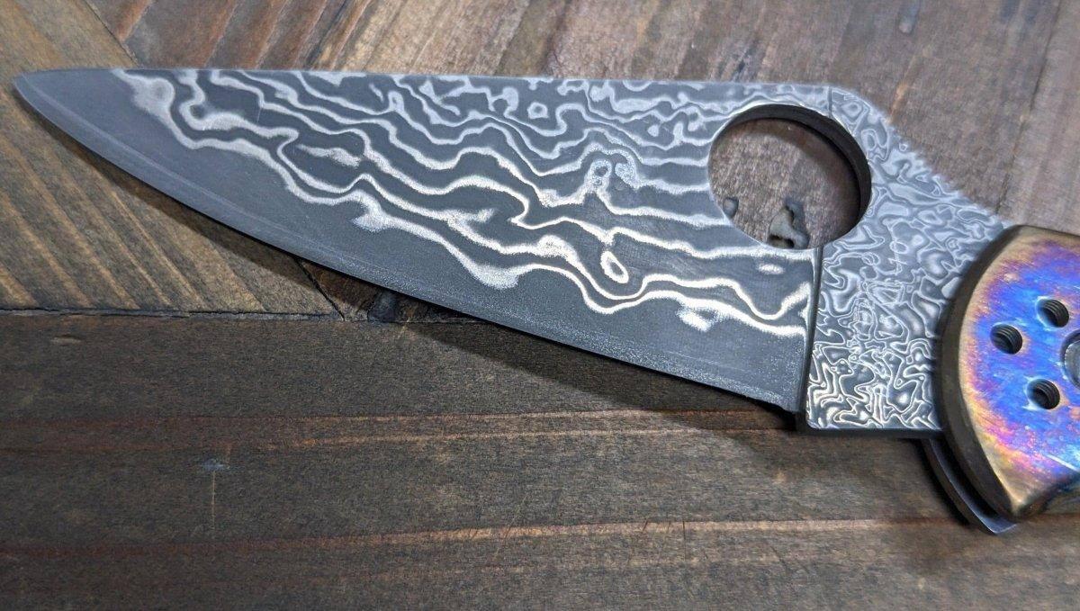 Limited Editon Custom Spyderco Delica 4 Titanium Damascus (C11TIPD+CUSTOM) - NORTH RIVER OUTDOORS