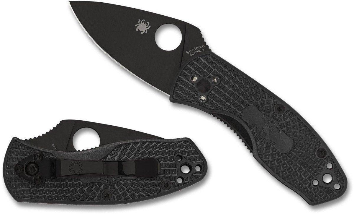 Spyderco Ambitious C148PBBK Lightweight Folding Knife 2.31" Black Plain Blade - NORTH RIVER OUTDOORS