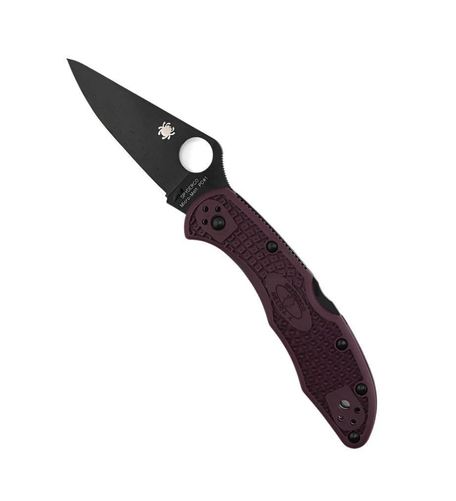 Spyderco Delica 4 Burgundy Lightweight Sprint Run CTS-PD#1 Black Plain Edge C11BGBKP - NORTH RIVER OUTDOORS