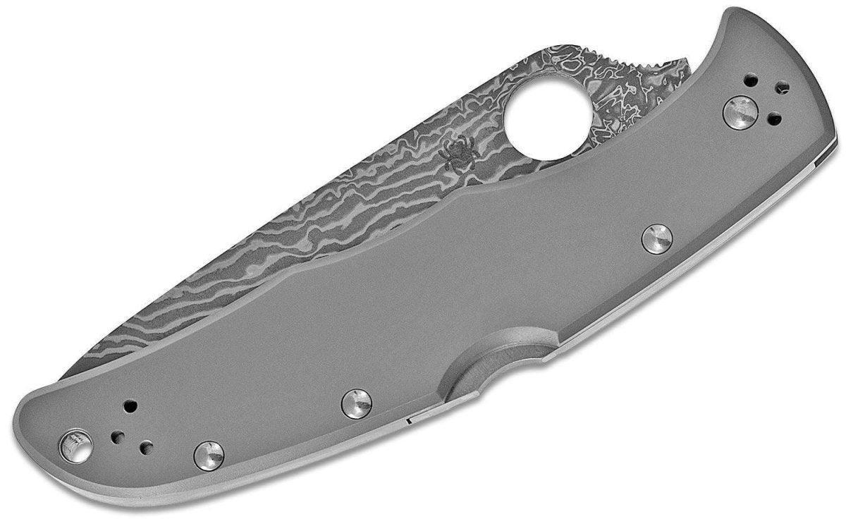 Spyderco Endura C10TIPD 3.83" VG10 Damascus Plain Blade, Titanium Handles - NORTH RIVER OUTDOORS