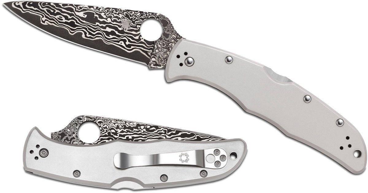 Spyderco Endura C10TIPD 3.83" VG10 Damascus Plain Blade, Titanium Handles - NORTH RIVER OUTDOORS