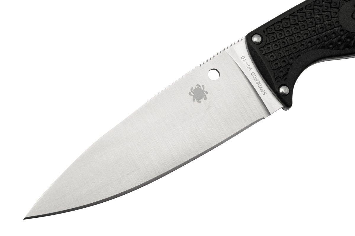 Spyderco FB31PBK2 Enuff 2 Fixed Knife 3.93" VG10 Leaf Shaped Plain Edge Blade Black FRN - NORTH RIVER OUTDOORS