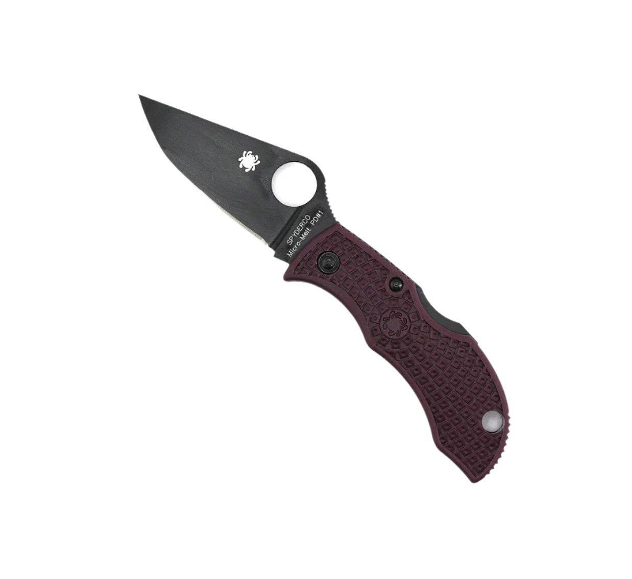 Spyderco Manbug Lightweight Pocket Knife 1.9" Burgundy FRN Sprint Run - NORTH RIVER OUTDOORS