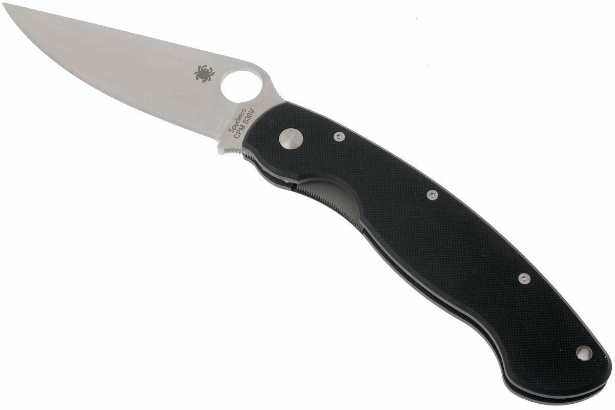 Spyderco Military Folding Knife 4" S30V Satin Plain Blad, Black G10 (USA) - NORTH RIVER OUTDOORS