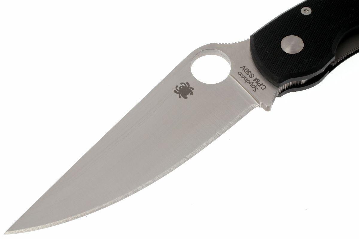 Spyderco Military Folding Knife 4" S30V Satin Plain Blad, Black G10 (USA) - NORTH RIVER OUTDOORS