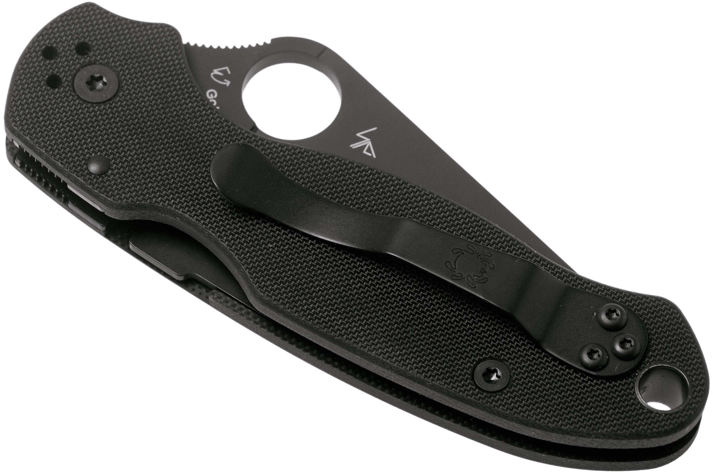 Spyderco Para 3 C223GPBK Knife 3" S45VN Black Plain Blade, Black G10 Blackout (USA) - NORTH RIVER OUTDOORS