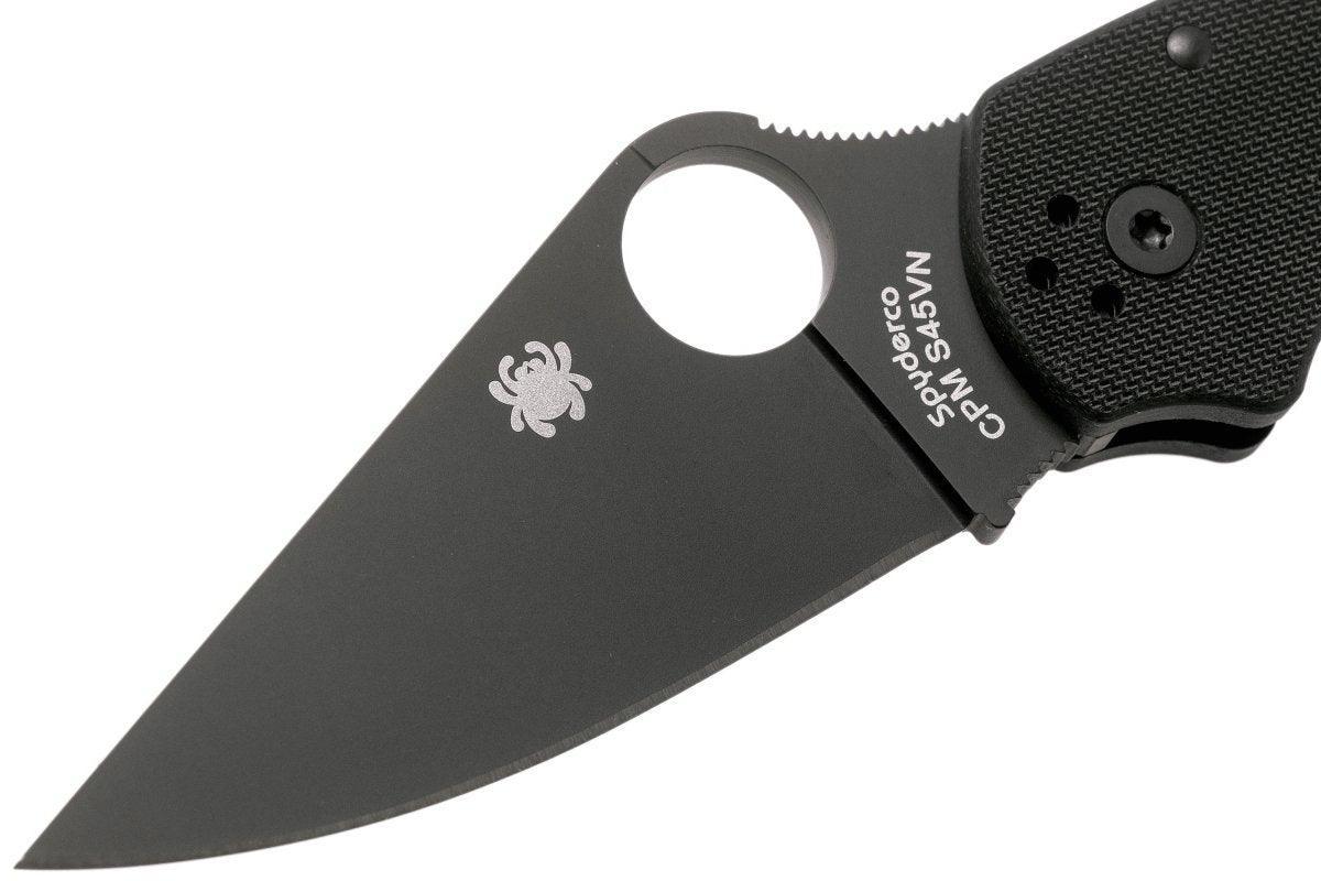 Spyderco Para 3 C223GPBK Knife 3" S45VN Black Plain Blade, Black G10 Blackout (USA) - NORTH RIVER OUTDOORS