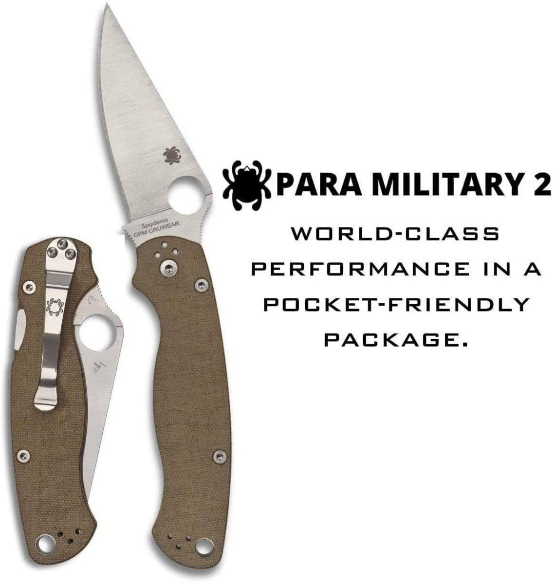 Spyderco Paramilitary 2 C81MPCW2 Folding Knife 3.47" CruWear Canvas Micarta - NORTH RIVER OUTDOORS