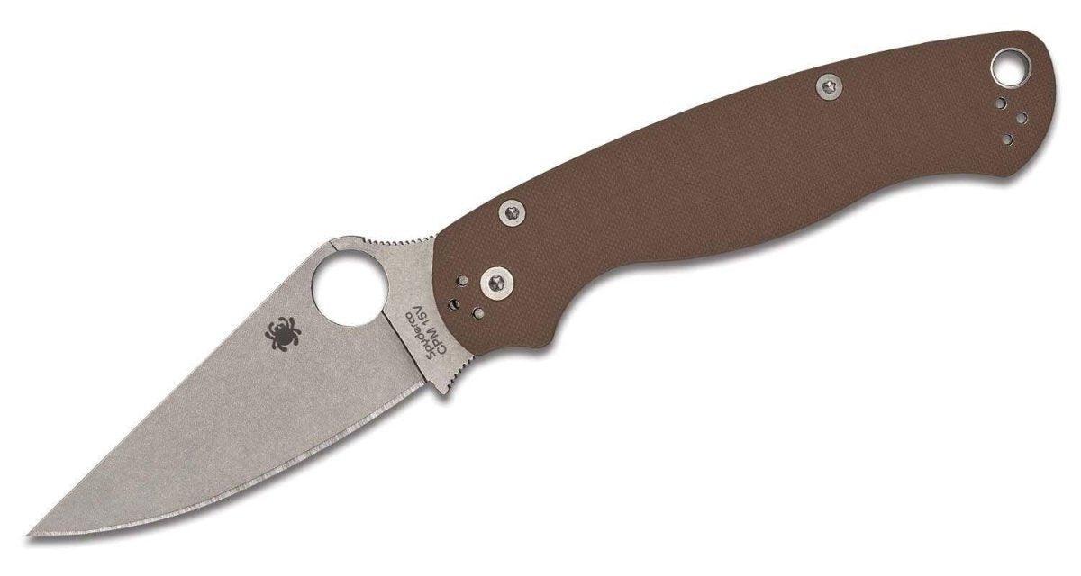 Spyderco Paramilitary 2 Sprint Run C81GPBN15V2 Folding Knife 3.45" CPM-15V Stonewashed Brown G10 (USA) - NORTH RIVER OUTDOORS