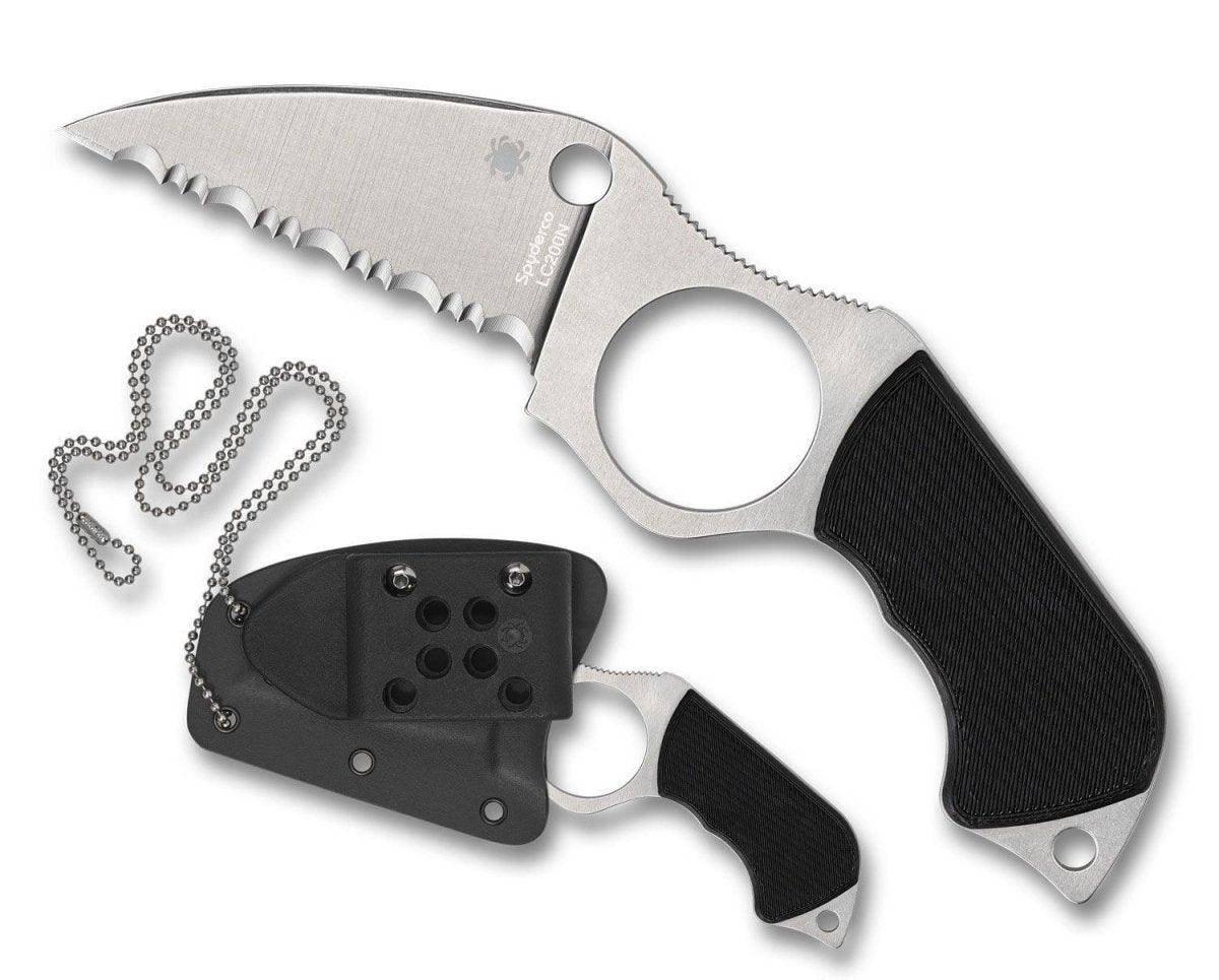 Spyderco Sal Swick 5 Large FB14S5 Fixed Blade Neck Knife 2.73" LC200N Wharncliffe Serrated - NORTH RIVER OUTDOORS