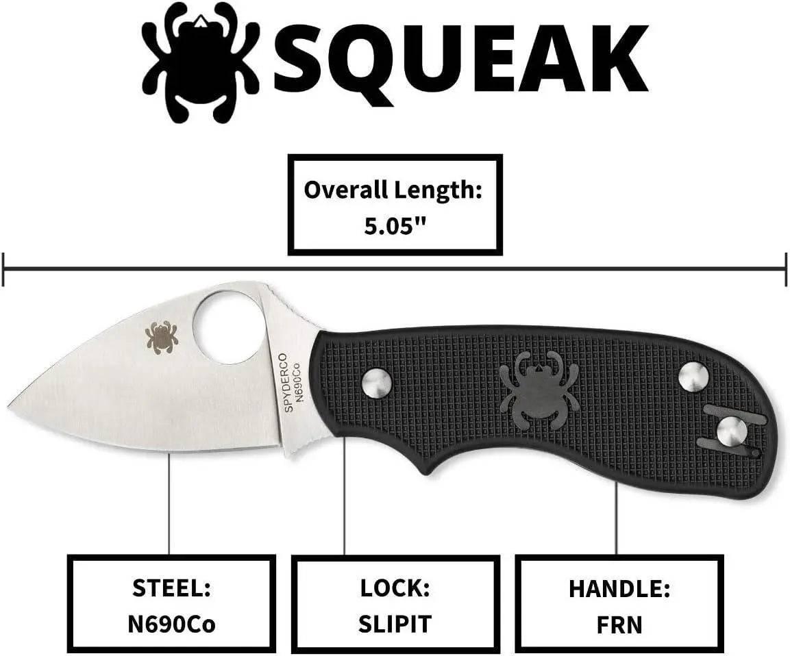 Spyderco Squeak Folding Knife 2" Blade C154PBK - NORTH RIVER OUTDOORS