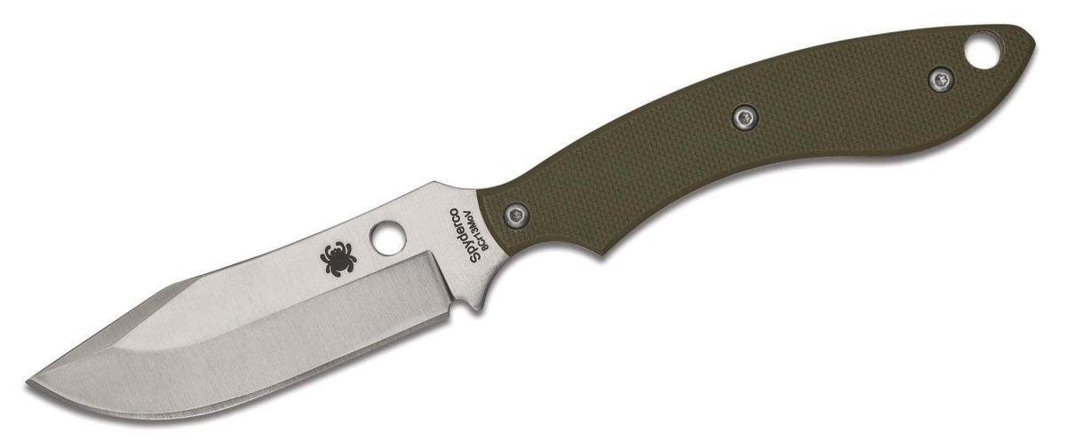 Spyderco Stok Bowie Fixed Blade Knife 2.95" Satin Plain Blade, OD Green G10 - NORTH RIVER OUTDOORS