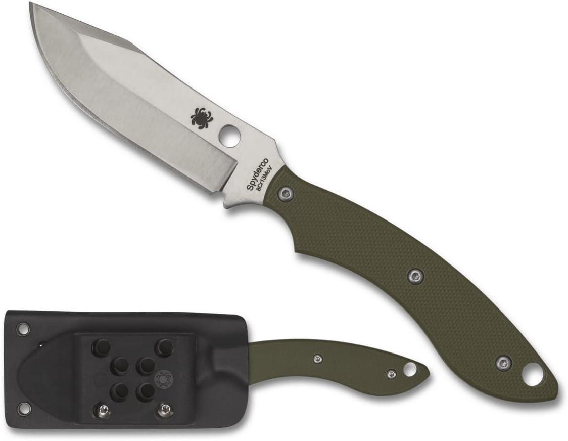 Spyderco Stok Bowie Fixed Blade Knife 2.95" Satin Plain Blade, OD Green G10 - NORTH RIVER OUTDOORS