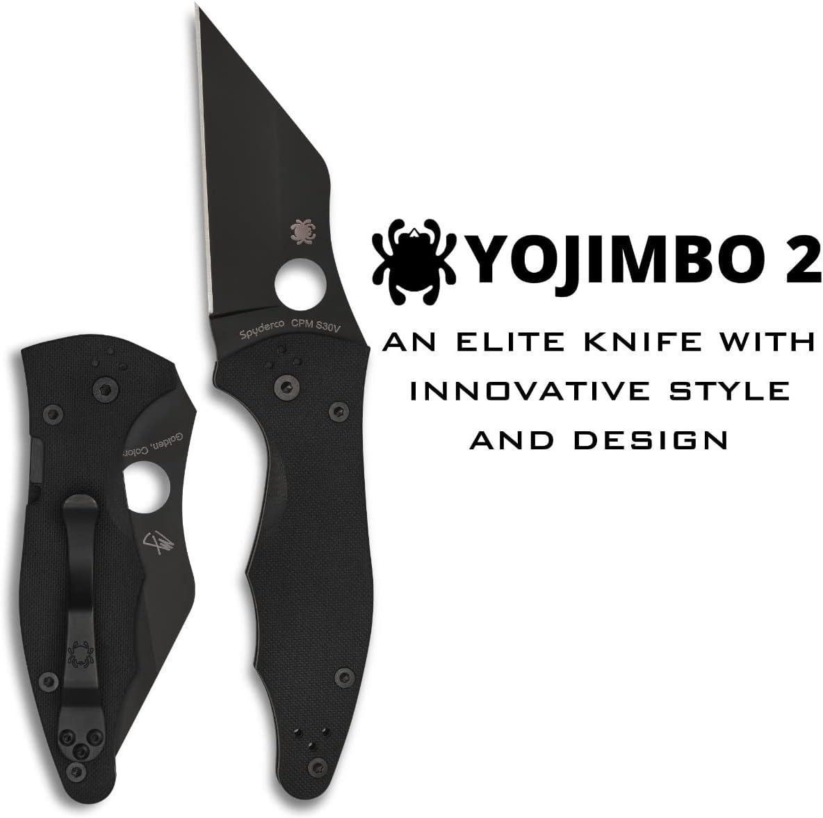 Spyderco Yojimbo 2 Folding Knife 3.2" Black DLC C85GPBBK2 - NORTH RIVER OUTDOORS