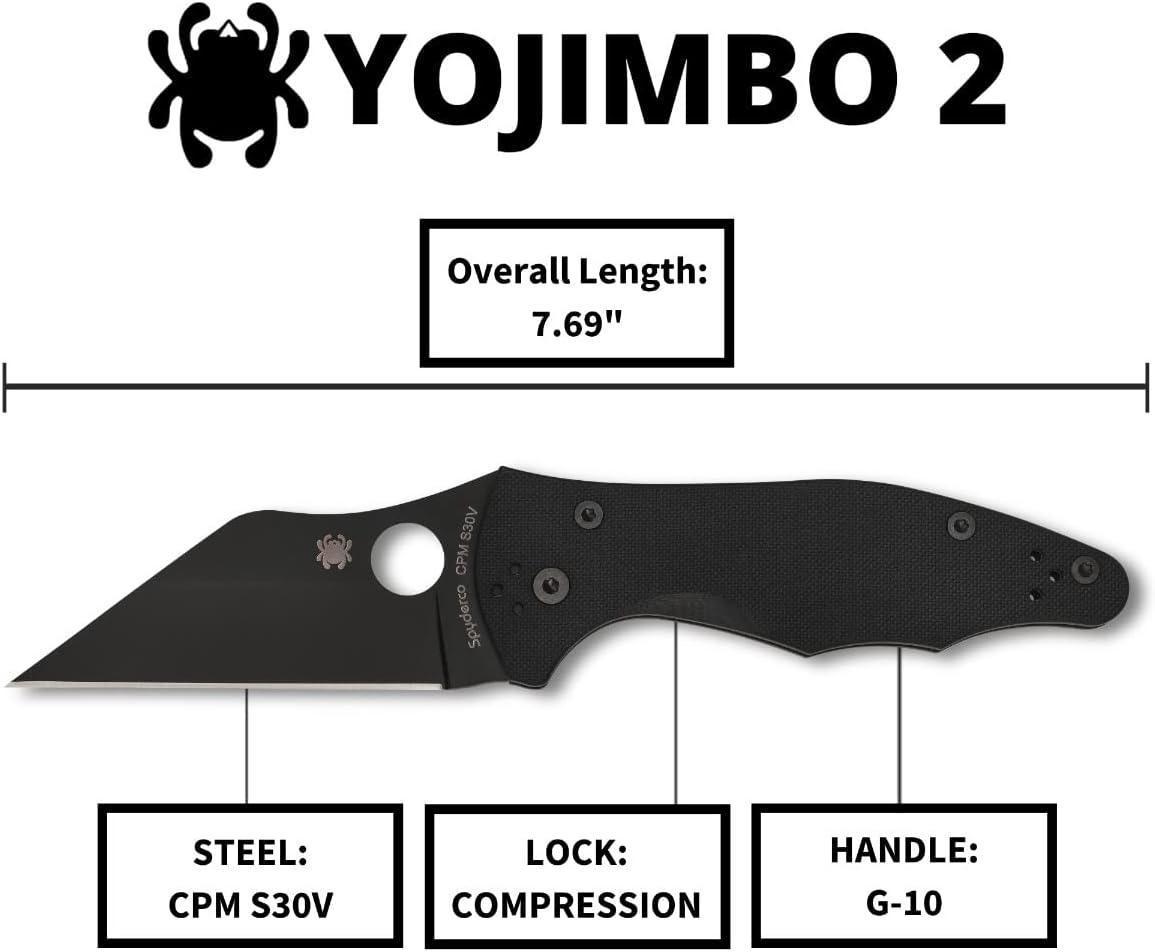 Spyderco YoJumbo Blackout Folding Knife 3.98" S30V Black Blade - NORTH RIVER OUTDOORS