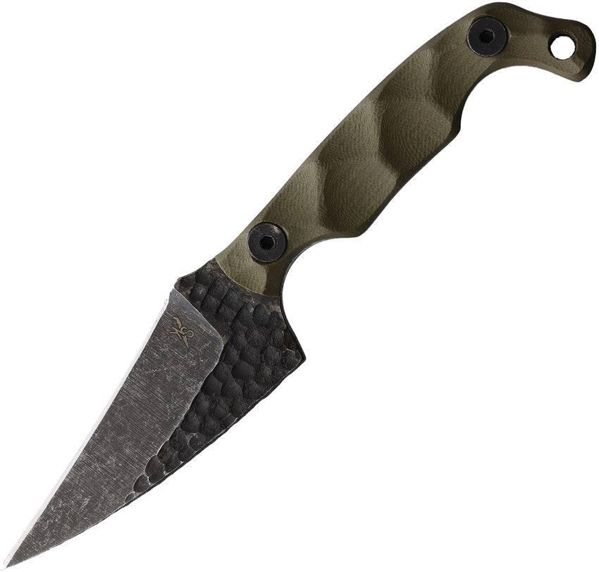 Stroup Knives Mini2 EDC Fixed Blade Knife 3.125" 1095 Hand Carved Pike Blade Milled OD Green G10 Handles Kydex Sheath - NORTH RIVER OUTDOORS
