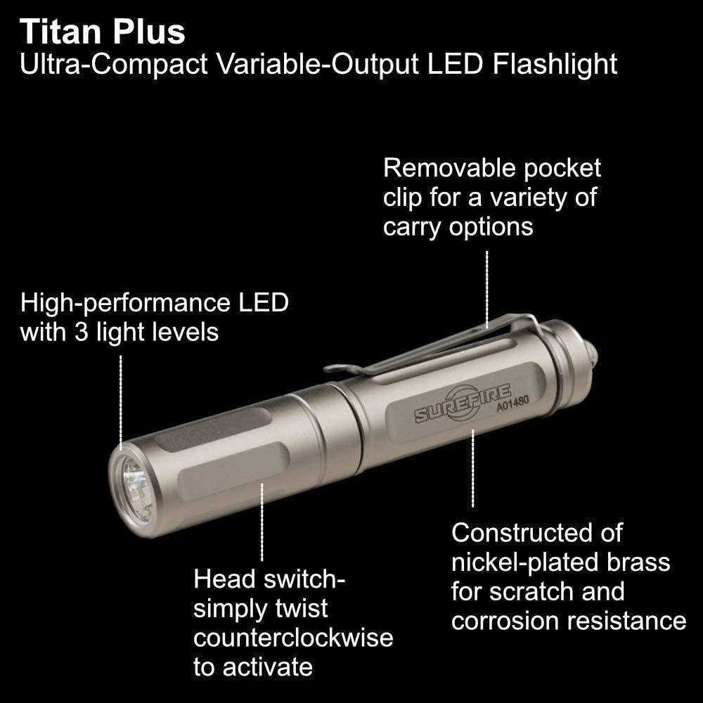SureFire Titan Plus Ultra-Compact Multi-Output LED Keychain 300 Lumens Flashlight (USA) - NORTH RIVER OUTDOORS