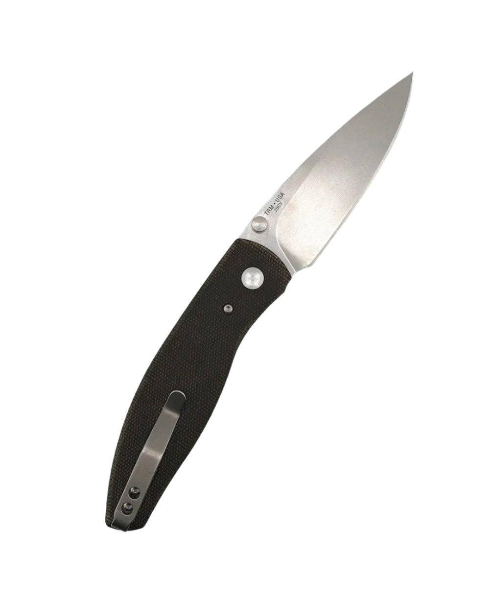 TRM ATOM Folding Knife OD Green Micarta Scales 3.5" Drop Point CPM-20CV (Pre-Owned) - NORTH RIVER OUTDOORS