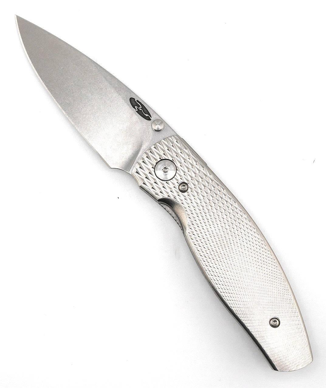 TRM Neutron 2 Linerlock MagnaCut - Titanium - 3D Contoured Textured Lizard Skin Scales - NORTH RIVER OUTDOORS