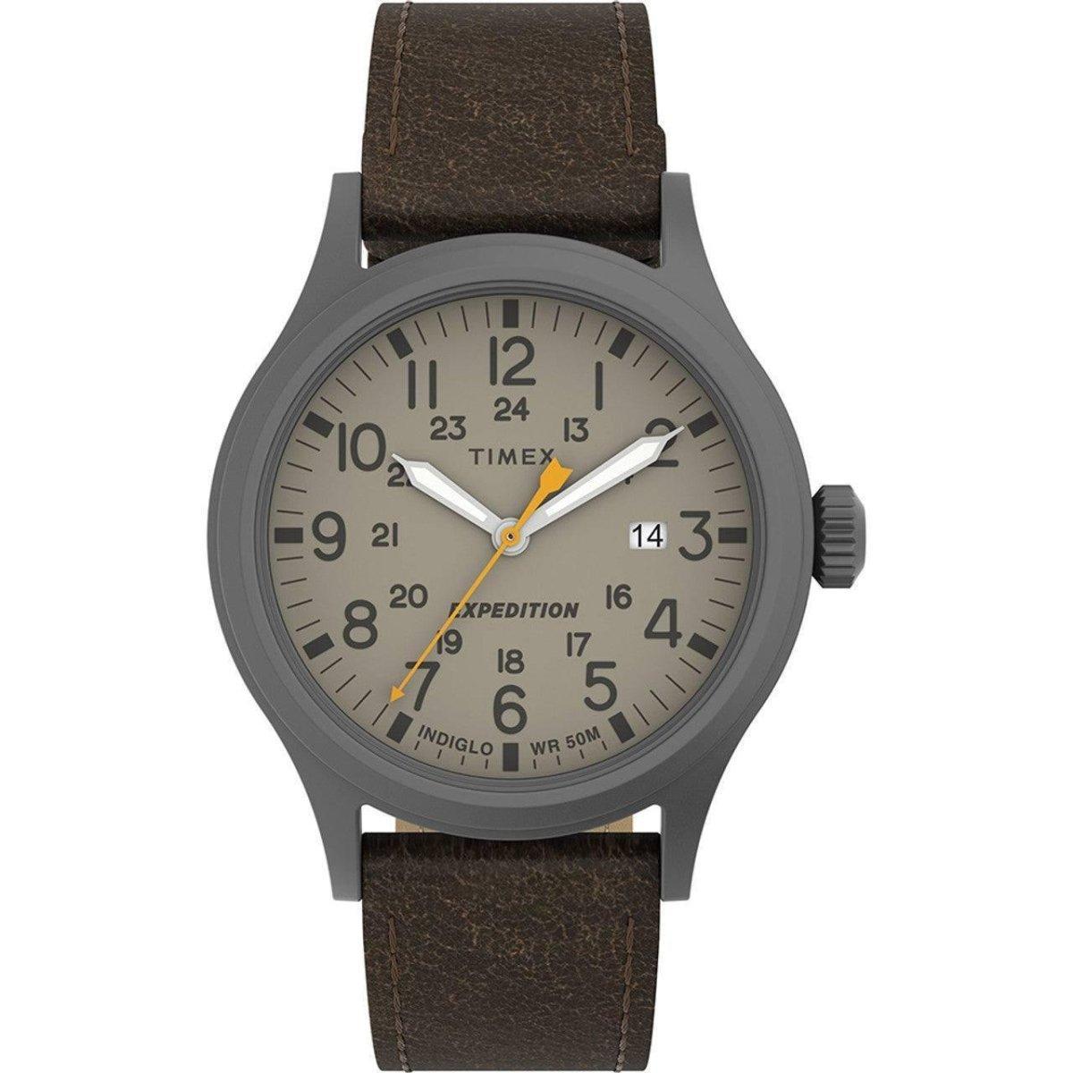 Timex Expedition Scout - Khaki Dial - Brown Leather Strap - NORTH RIVER OUTDOORS
