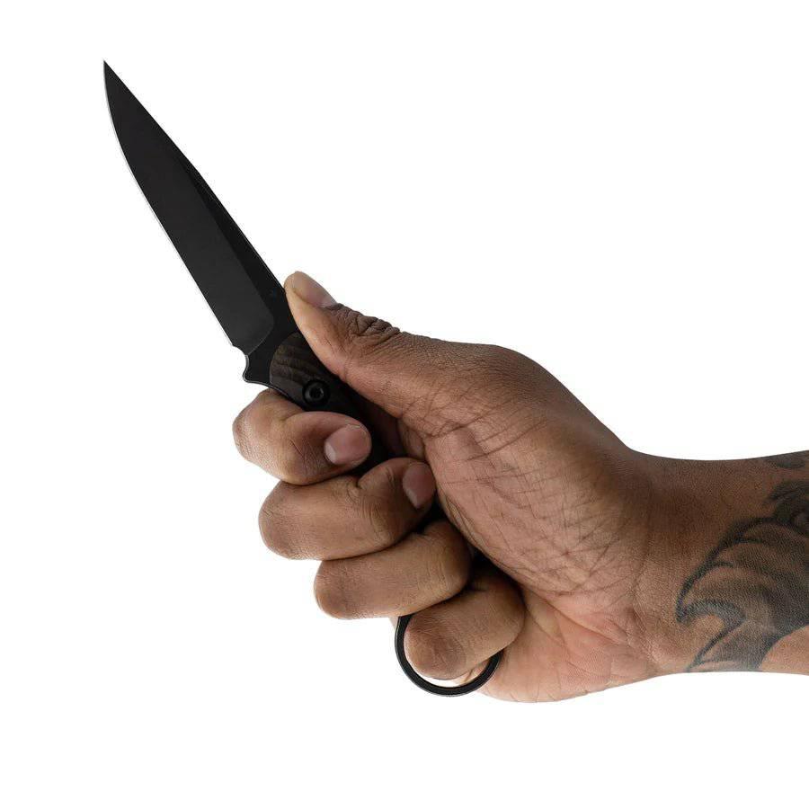 Toor Anaconda Outlaw Fixed Blade 3.75" CPM-3V Black Oxide Drop Point Ebony Wood Handles (USA) - NORTH RIVER OUTDOORS