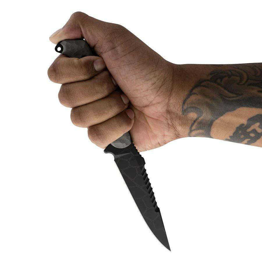 Toor Darter Fixed Blade Knife 4.25" CPM-S35VN Black Etched Double Edge Sawback Vapor Grey G10 (USA) - NORTH RIVER OUTDOORS