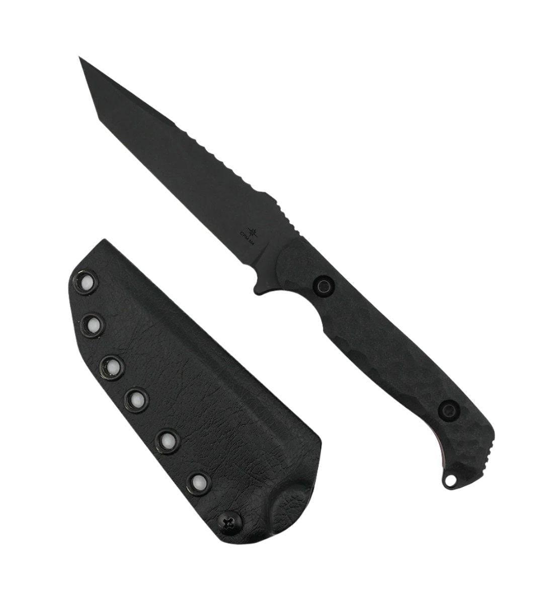 Toor Darter T Fixed Blade Knife 4.25" M4 Sawback Shadow Black G10 Handles w/ Red Inlays (USA) - NORTH RIVER OUTDOORS