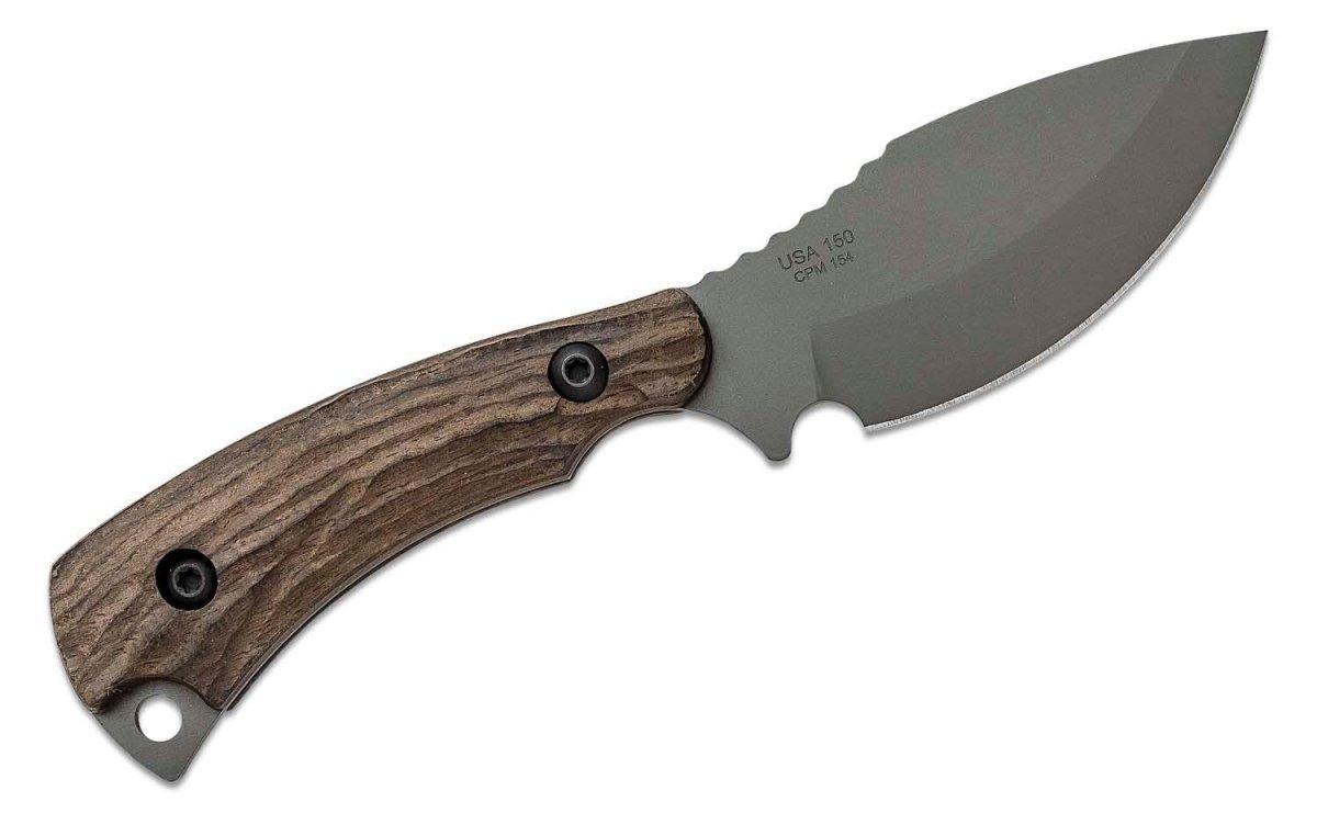 Toor Knives Vellum Fixed Blade Skinner Knife 3.5" CPM-154 Black Skinner, Ebony Wood (USA) - NORTH RIVER OUTDOORS